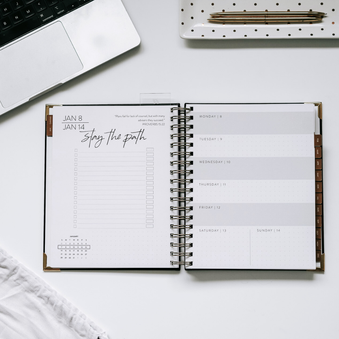 Premium Black Leather Coil Dream Planner 2024 Horacio Printing